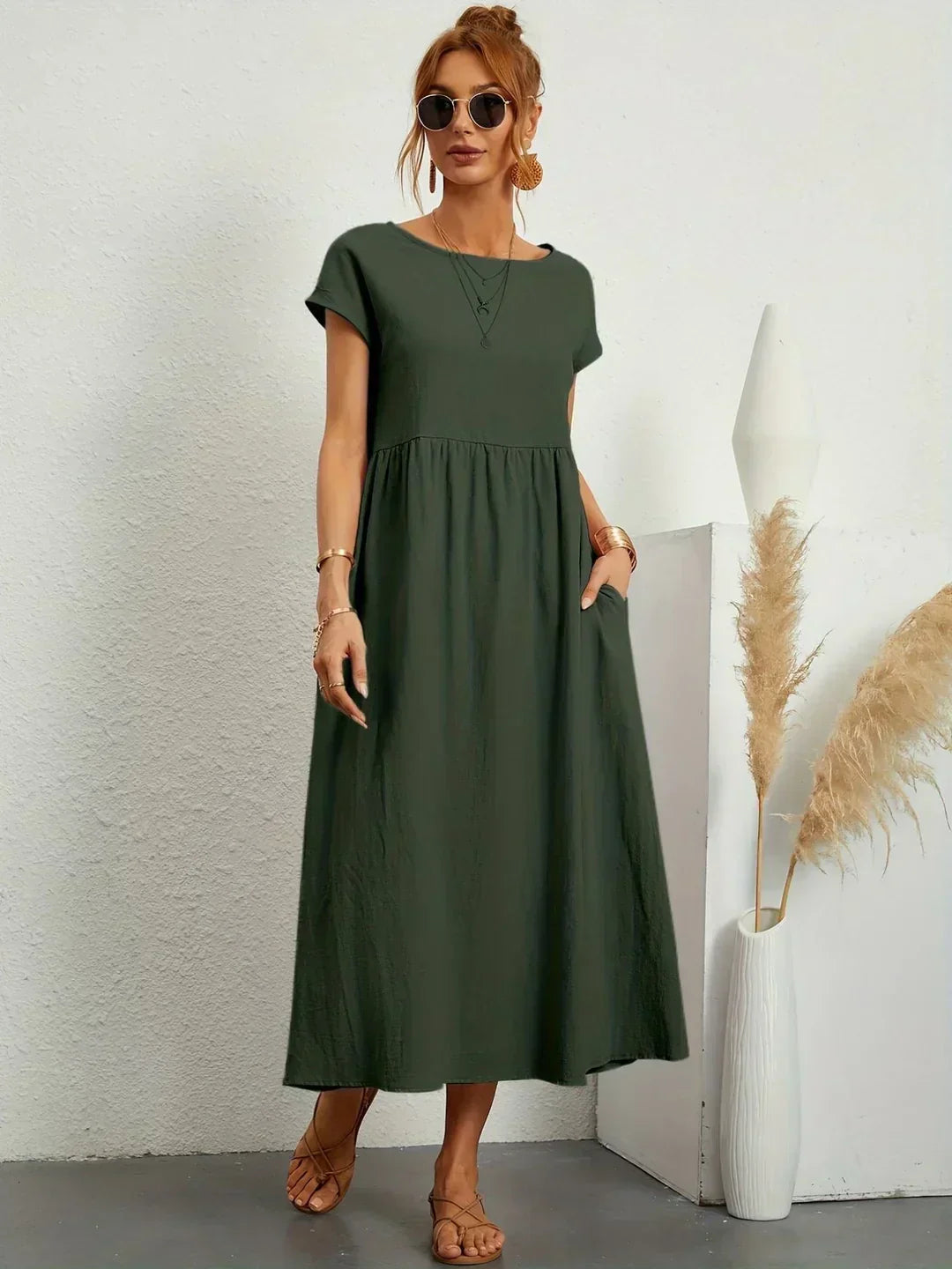Keira™ - Leichtes, weiches Baumwollkleid mit Taschen