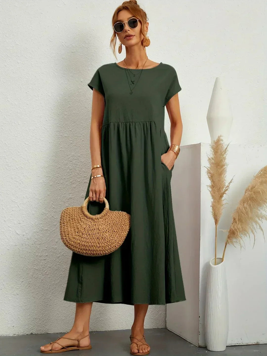 Keira™ - Leichtes, weiches Baumwollkleid mit Taschen