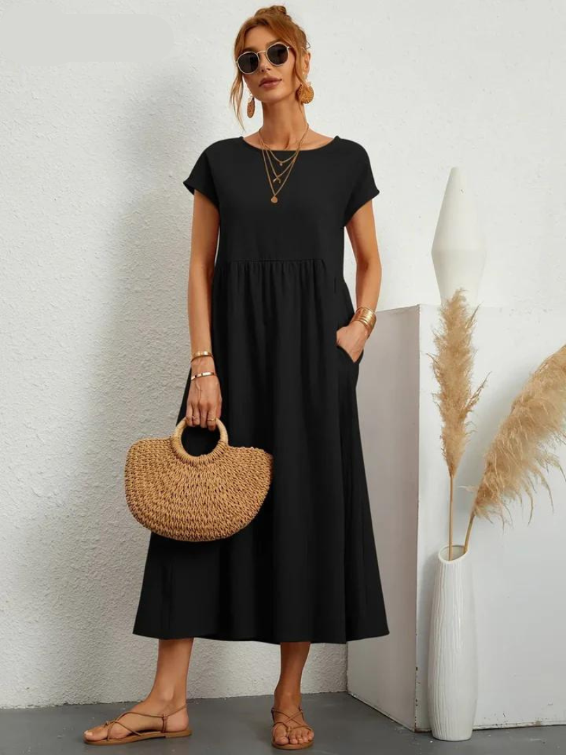 Ruby™ - Elegantes Kleid aus Baumwolle und Leinen
