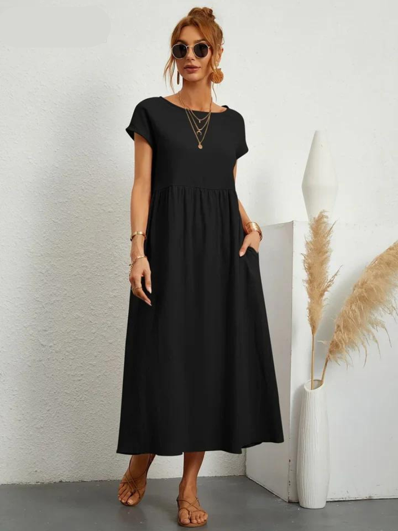 Ruby™ - Elegantes Kleid aus Baumwolle und Leinen