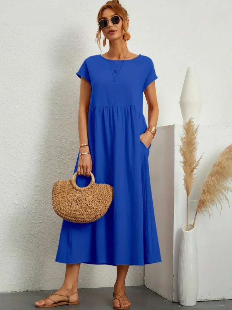 Ruby™ - Elegantes Kleid aus Baumwolle und Leinen