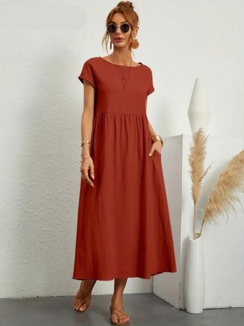 Ruby™ - Elegantes Kleid aus Baumwolle und Leinen