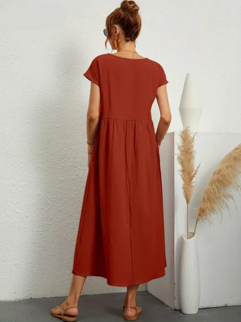 Ruby™ - Elegantes Kleid aus Baumwolle und Leinen