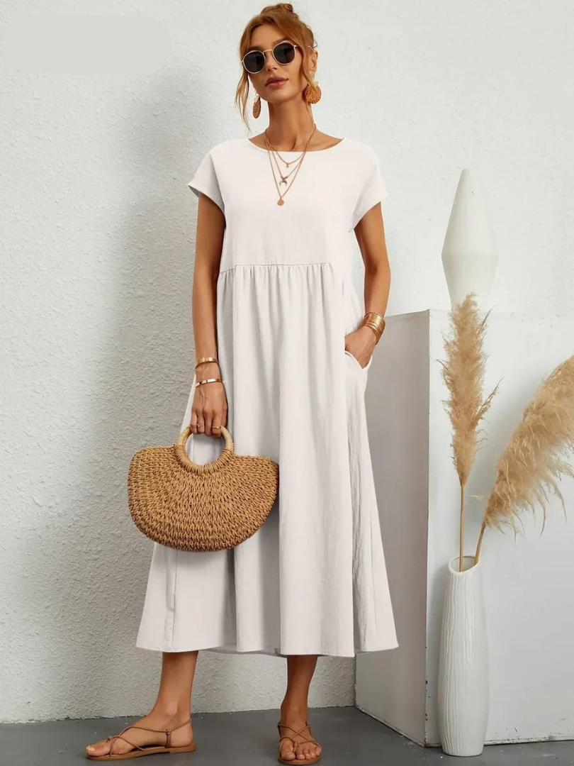 Ruby™ - Elegantes Kleid aus Baumwolle und Leinen
