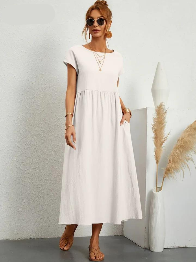 Ruby™ - Elegantes Kleid aus Baumwolle und Leinen