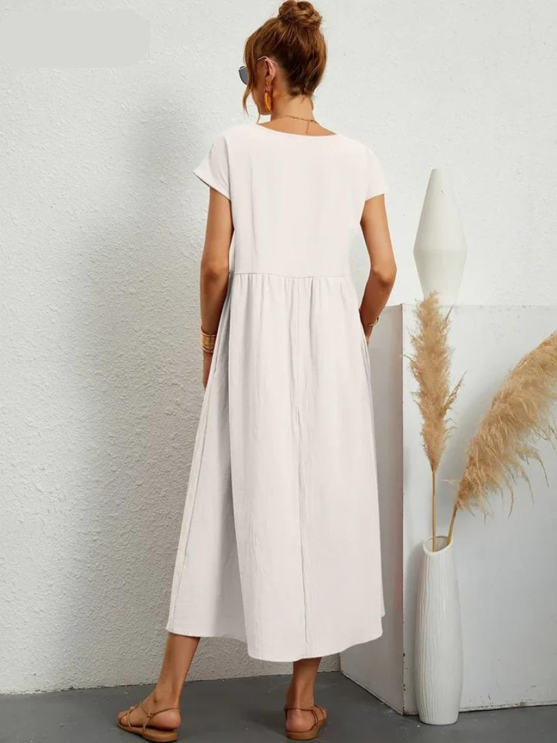 Ruby™ - Elegantes Kleid aus Baumwolle und Leinen