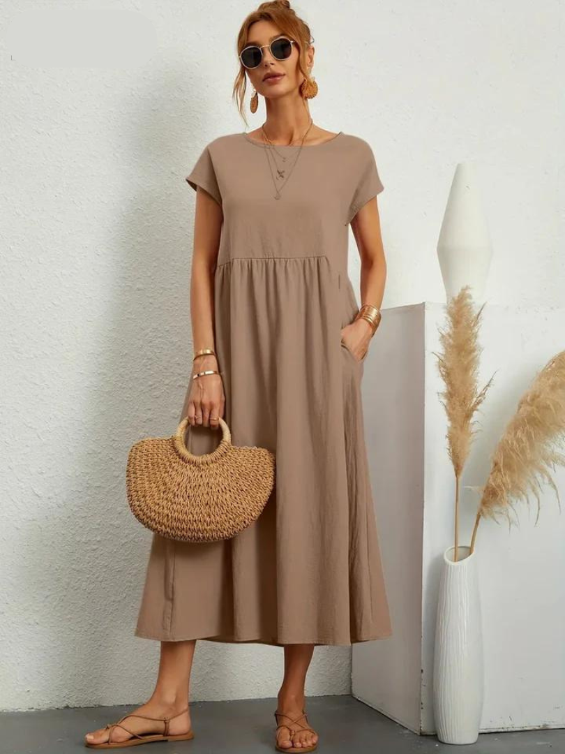 Ruby™ - Elegantes Kleid aus Baumwolle und Leinen