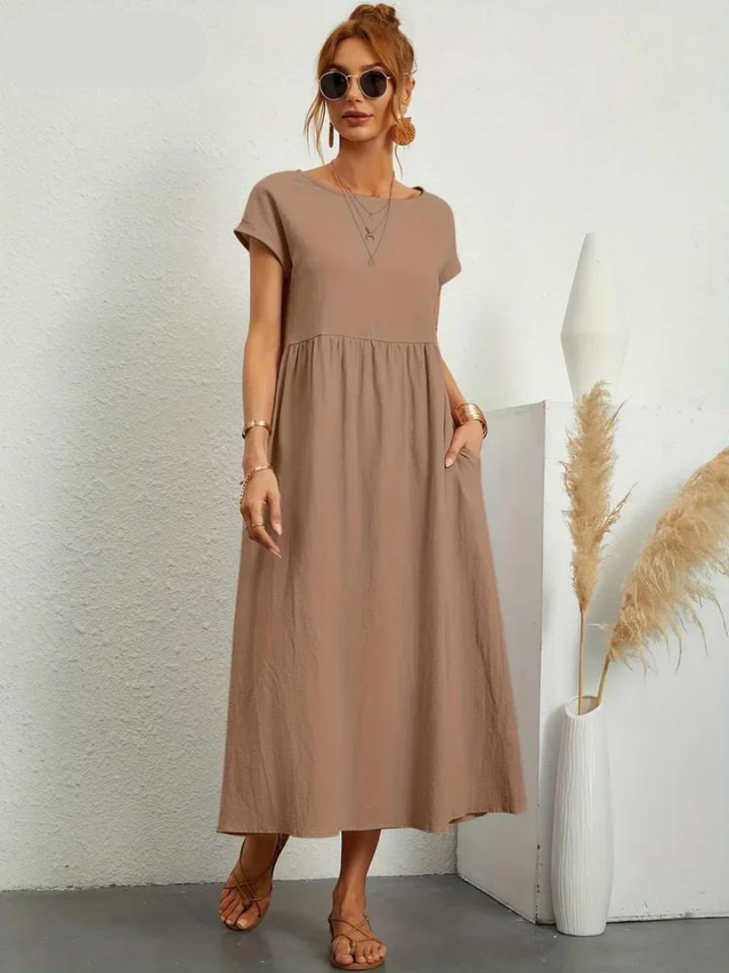 Ruby™ - Elegantes Kleid aus Baumwolle und Leinen