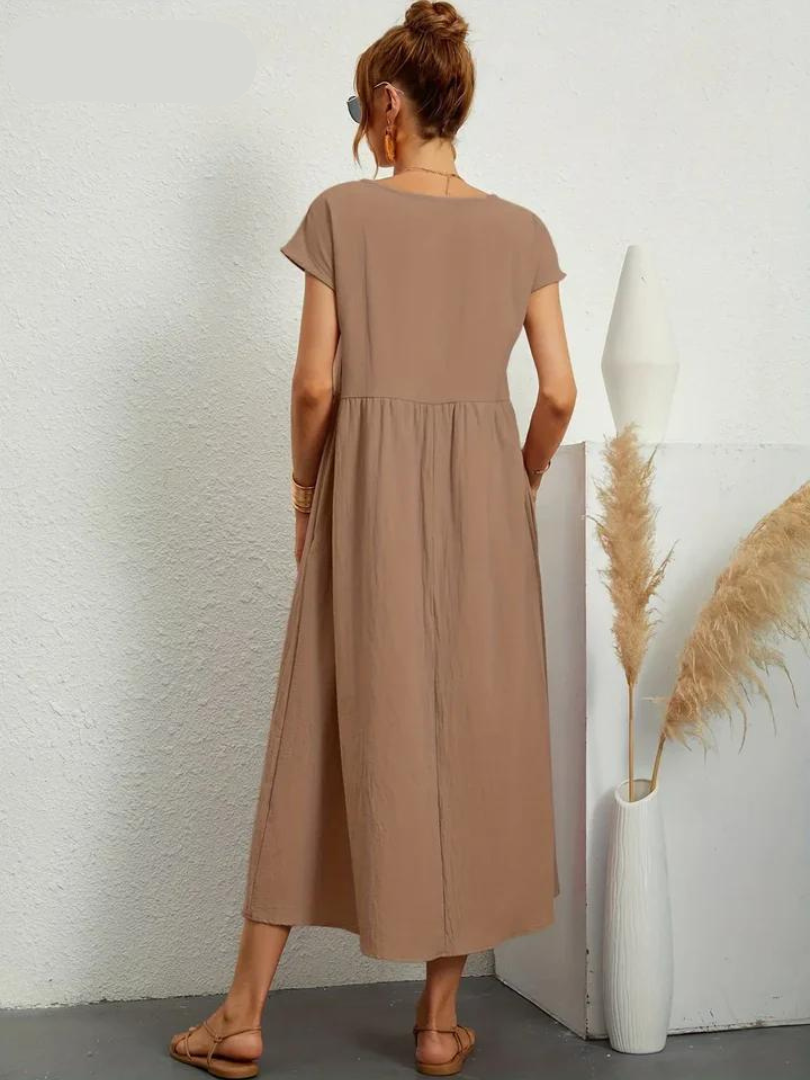 Ruby™ - Elegantes Kleid aus Baumwolle und Leinen