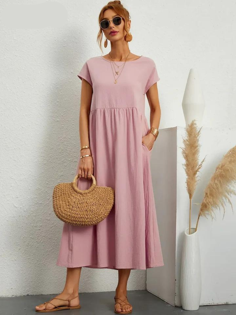 Ruby™ - Elegantes Kleid aus Baumwolle und Leinen