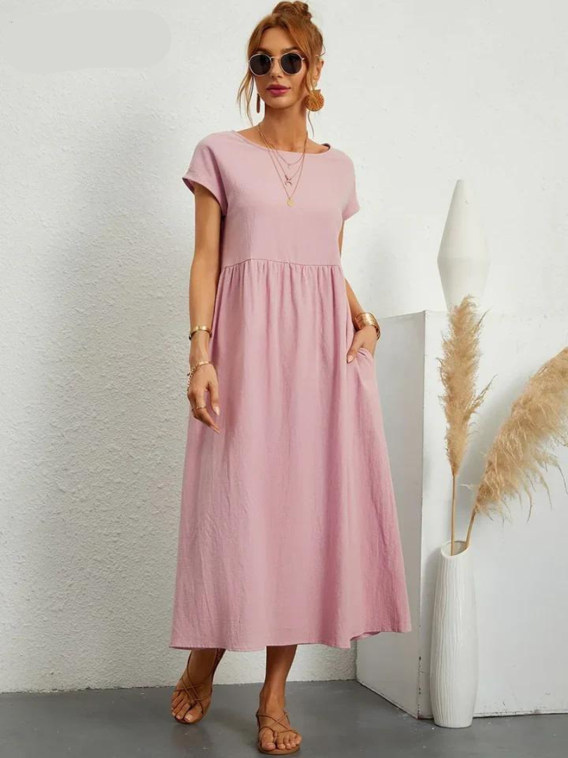 Ruby™ - Elegantes Kleid aus Baumwolle und Leinen