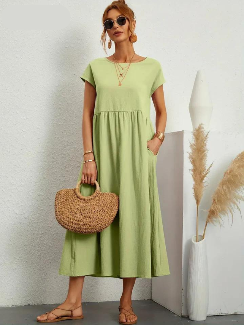 Ruby™ - Elegantes Kleid aus Baumwolle und Leinen