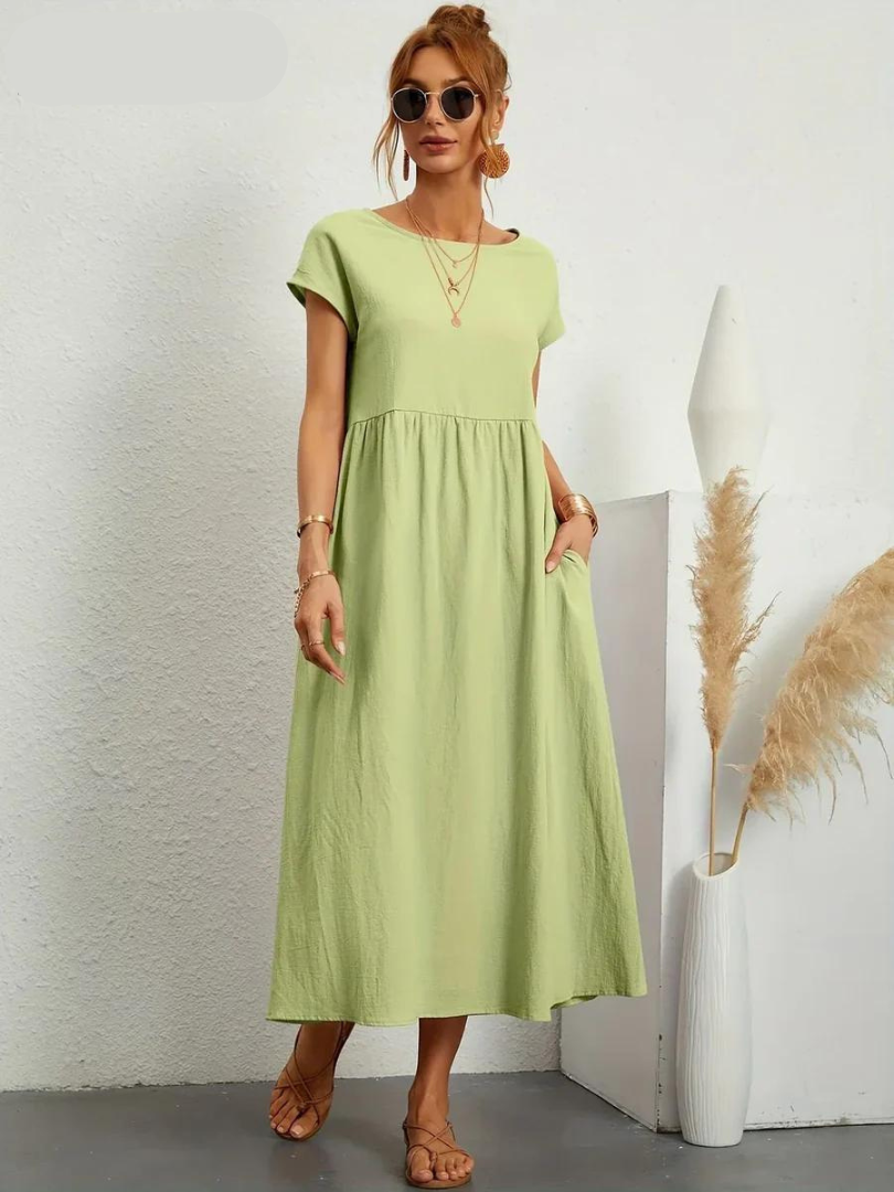 Ruby™ - Elegantes Kleid aus Baumwolle und Leinen