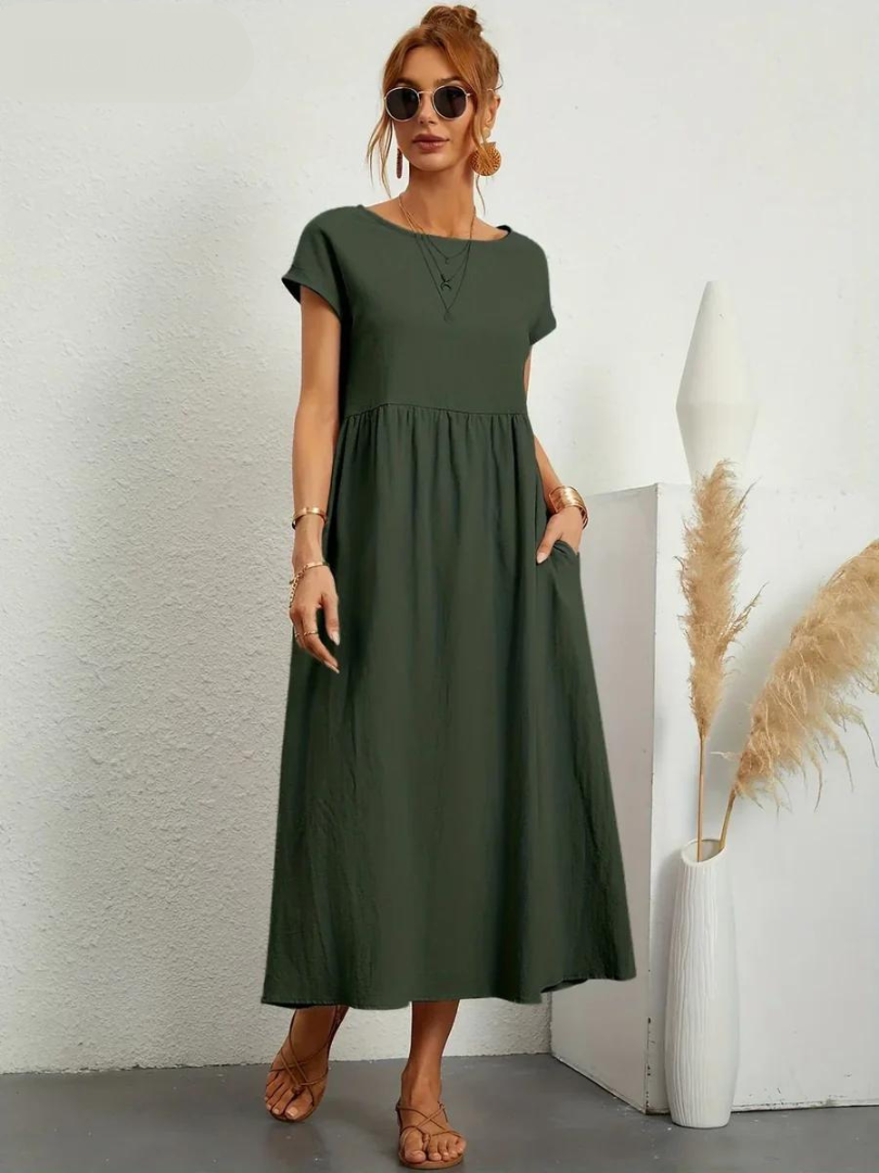 Ruby™ - Elegantes Kleid aus Baumwolle und Leinen