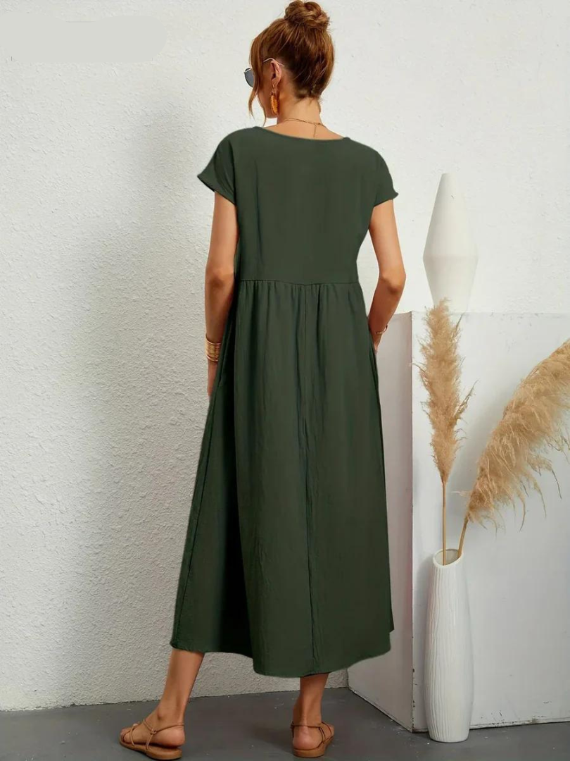 Ruby™ - Elegantes Kleid aus Baumwolle und Leinen