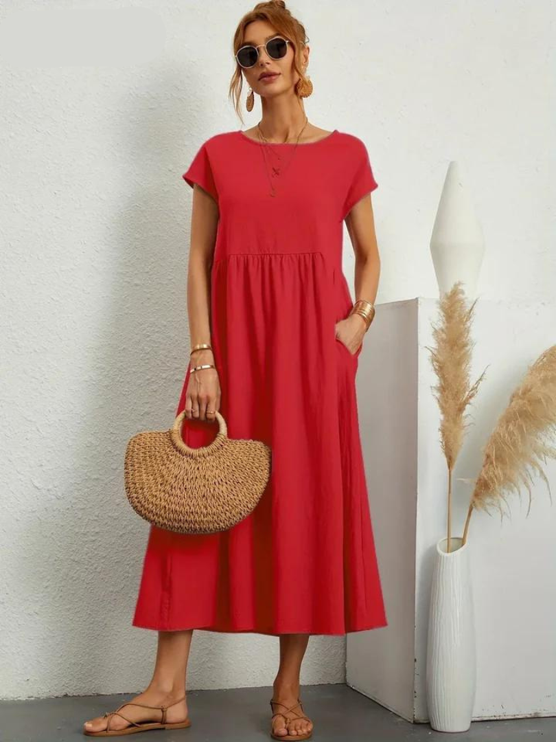 Ruby™ - Elegantes Kleid aus Baumwolle und Leinen