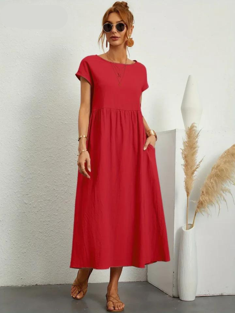 Ruby™ - Elegantes Kleid aus Baumwolle und Leinen