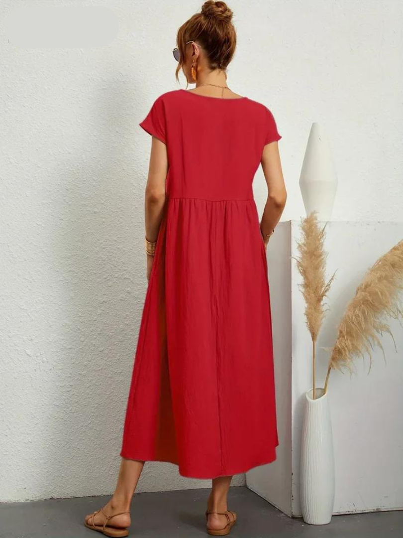 Ruby™ - Elegantes Kleid aus Baumwolle und Leinen