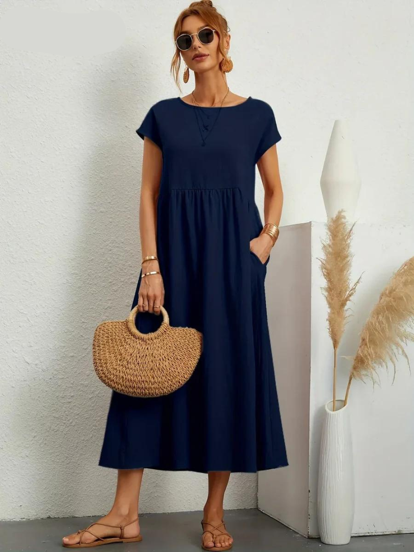 Ruby™ - Elegantes Kleid aus Baumwolle und Leinen