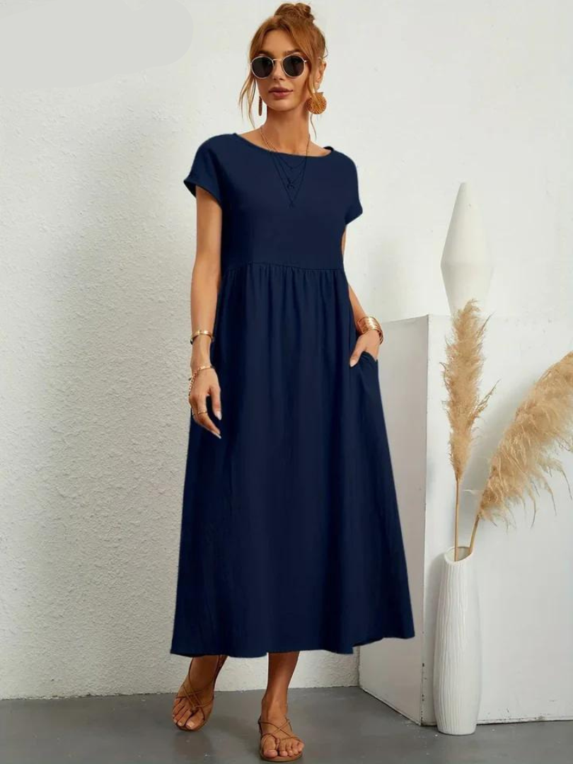 Ruby™ - Elegantes Kleid aus Baumwolle und Leinen