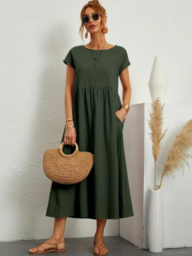 Ruby™ - Elegantes Kleid aus Baumwolle und Leinen