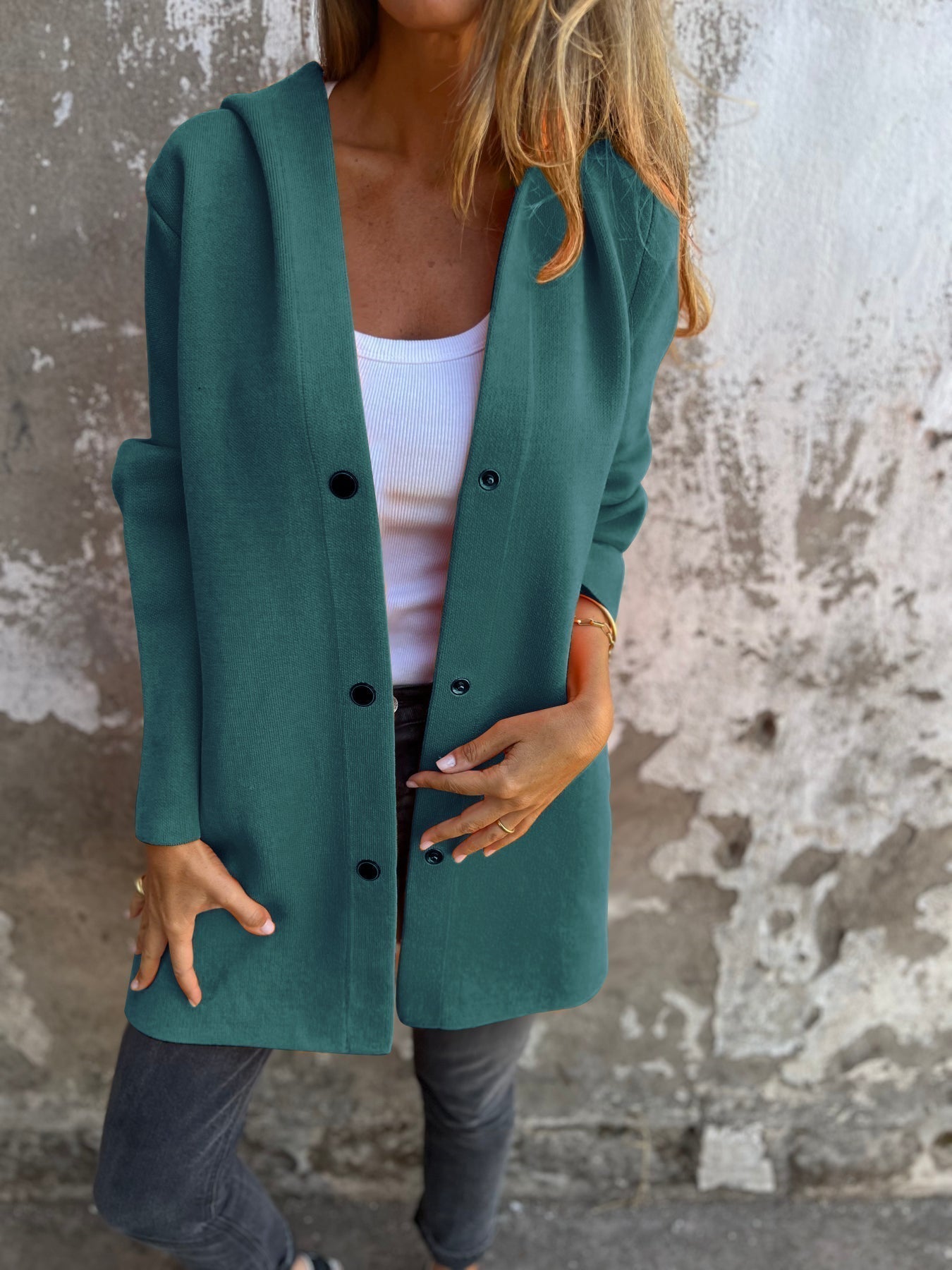 Norah™ – Lässige einreihige Kapuzenjacke