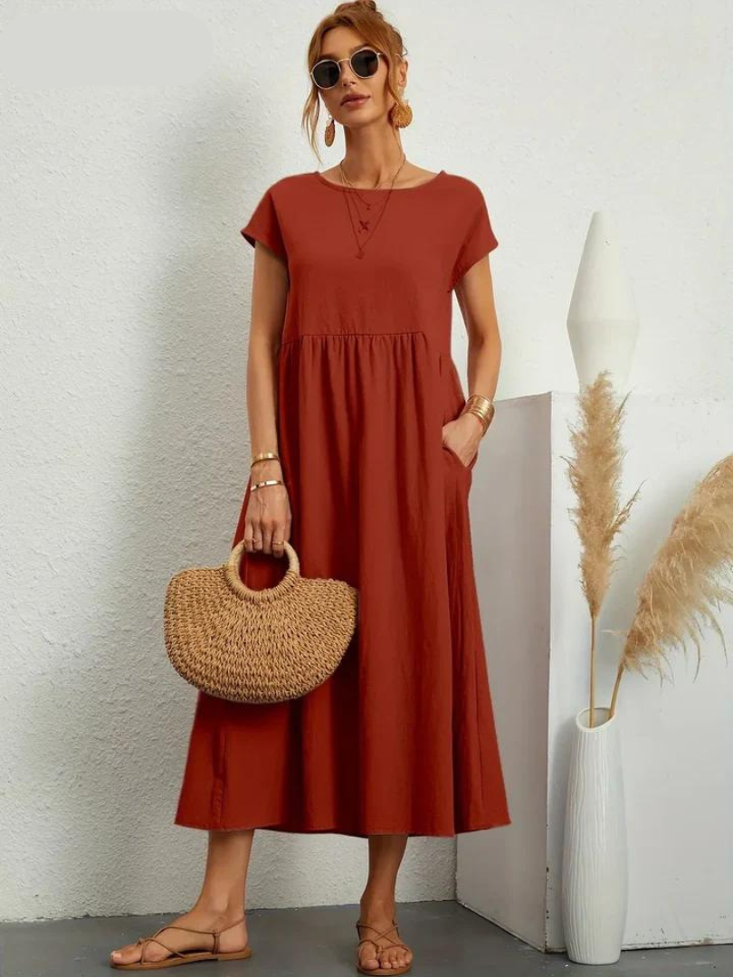 Ruby™ - Elegantes Kleid aus Baumwolle und Leinen
