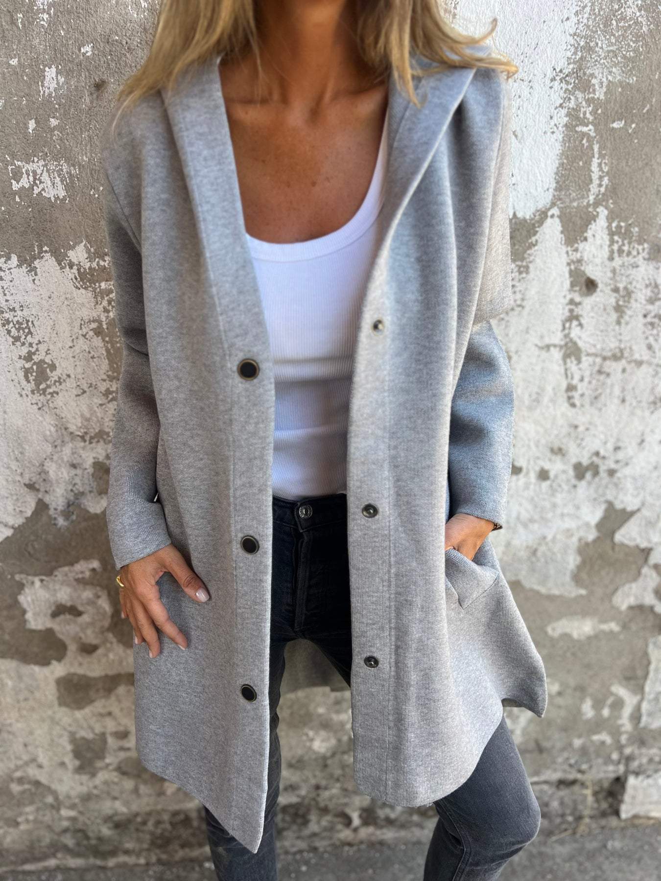 Norah™ – Lässige einreihige Kapuzenjacke